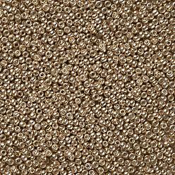 Gold 11/0 Grade A Round Glass Seed Beads, Dyed, Gold, 2.3x1.5mm, Hole: 1mm, about 48500pcs/pound