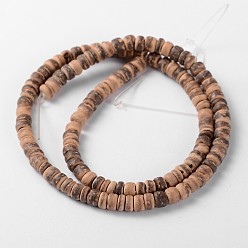 Coconut Natural Coconut Rondelle Bead Strands, 5.5x1.5~5mm, Hole: 1mm, about 124pcs/strand, 15.7 inch