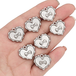 Сердце Непрозрачные акриловые подвески, со сплавочной фурнитурой, бантом, сердце, 18x20 мм