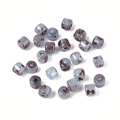 Светлый Стально-синий Выпечка краска стеклянные бусины, колонка, круглое отверстие, светло-стальной синий, 4~4.5x3.5~4 мм, отверстие : 0.9~1 мм, Около 455 шт / 50 г