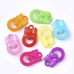 Mixed Color Opaque Acrylic Pendants, Christmas Bell, Mixed Color, 28x17.5x9mm, Hole: 3mm, about 380pcs/500g