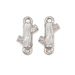 Stainless Steel Color 304 Stainless Steel Connector Charms, Wood Log Links, Stainless Steel Color, 11x6x2.5mm, Hole: 1mm