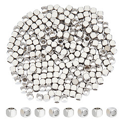 Нержавеющая Сталь Цвет 250 шт. 201 бусины из нержавеющей стали, кубические, цвет нержавеющей стали, 3x3x3 мм, отверстие : 2 мм