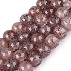 Седло Коричневый Запеченная краска, потрескавшиеся стеклянные бусины, нити, бусы из искусственного камня, круглые, седло коричневый, 8~8.5 мм, отверстие : 0.9~1.2 мм, около 100~108 шт / нитка, 29.33~31.30 дюйм (74.5~79.5 см)