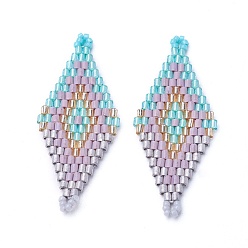 Distel Miyuki & Toho handgemachte japanische Rocailles Links, Webmuster, Karo, Distel, 43.5~45x16.4~18x1.7~2 mm, Bohrung: 1.2~1.5 mm