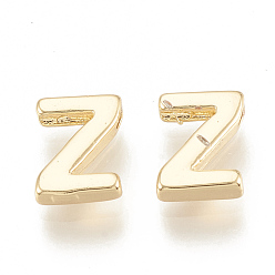 Letter Z Brass Charms, Real 18K Gold Plated, Letter.Z, 8x5.5x2mm, Hole: 0.8mm