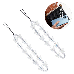 Прозрачный 2шт. ремни для мобильных телефонов, Акриловая бабочка, анти-потерянный, бисер, веревка для мобильного телефона, цепочка для мобильного телефона, прозрачные, 21 см