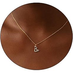Letter B Модные латунные ожерелья с подвеской в виде сердца для женщин, золотые, В письме, 16.54 дюйм (42 см)