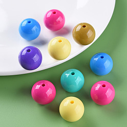 Mixed Color Opaque Acrylic Beads, Round, Mixed Color, 20x19mm, Hole: 3mm, about 111pcs/500g