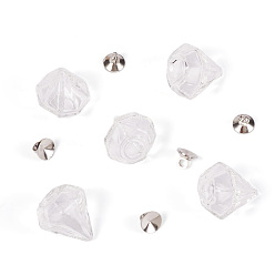 Прозрачный 5 шт. бутылок из выдувного стекла ручной работы, для изготовления подвесок из стеклянных флаконов, алмаз, с подвесками из латунной бусины, прозрачные, 16~17x15~15.5x13.5~14.5 мм, отверстие : 2.5~5 мм