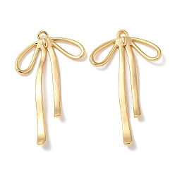 Настоящее золото 18K Латунные подвески, без кадмия, без никеля и без свинца, бантом, реальный 18 k позолоченный, 31x19x2 мм, отверстие : 1.5 мм