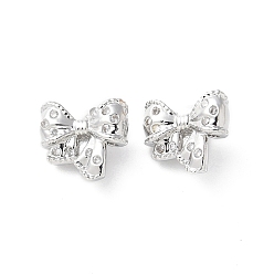 Платина Латунные микропаве прозрачные подвески с фианитом, без никеля , бантом прелести, платина, 11.5x10x5 мм, отверстие : 1 мм