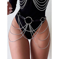 Платина Черная искусственная кожа сплав панцирная цепь кисточка поясные цепи, платина, 1050 мм