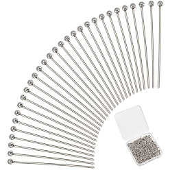 Нержавеющая Сталь Цвет 304 Шариковая головка из нержавеющей стали для изготовления ювелирных изделий, цвет нержавеющей стали, 30x0.7 мм, 21 датчик, Руководитель: 2 mm, 500 шт