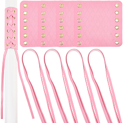 Pink Чехлы на руль шоссейного велосипеда из искусственной кожи, мягкие резиновые противоскользящие аксессуары для велосипедов, ручка фиксатор ручки, со шнуром, розовые, 110x115x2.5 мм, отверстие : 5.5 мм