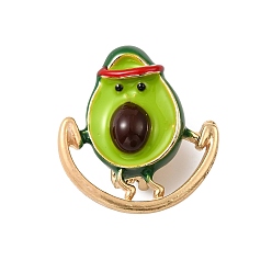 Avocado Брошь из светло-золотистого сплава с эмалью, изысканная булавка на лацкан для женщин и мужчин, фрукты, авокадо, 23.5x22 мм