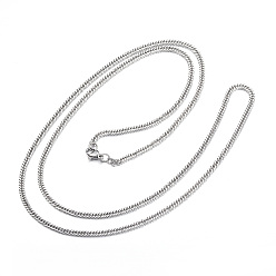 Нержавеющая Сталь Цвет Не тускнеет 304 ожерелья из нержавеющей стали с панцирной цепью, с застежкой омар, цвет нержавеющей стали, 29.5 дюйм (75 см), 3 мм