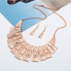 Розовое Золото Ожерелья и серьги-подвески из сплава, трапециевидные, розовое золото , 16.54 дюйм (42 см)