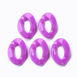 Orchid Opaque Acrylic Linking Rings, Fluorescence, Quick Link Connectors, for Curb Chains Making, Twist, Orchid, 30x20x6mm, Inner Diameter: 8x16mm