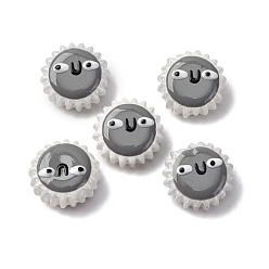 Серый Бусины из стеклянной эмали, окрашенные методом запекания, бусины ручной работы, подсолнечник с плоским круглым, серые, 15.5x7.5 мм, отверстие : 1.2 мм