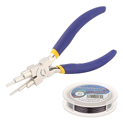 Другой Цвет Наборы для изготовления украшений в проволочной обертке своими руками, включая плоскогубцы из медной проволоки и углеродистой стали, другой цвет, 20 датчик, 0.8 мм, около 10 м / рулон, 1roll / комплект