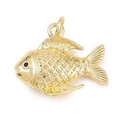 Черный Латунные микро проложить кубического циркония подвески, без кадмия и без свинца, реальный 18 k позолоченный, рыбы прелести, чёрные, 16.5x20.5x6 мм, отверстие : 3.5 мм