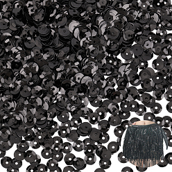 Negro 6000 piezas de cuentas de lentejuelas de plástico, perlas lentejuelas semi-ahuecadas, orificio central, negro, 6~7x0.5 mm, agujero: 1 mm