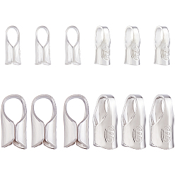 Silver 12Pcs 2 Styles S925 Sterling Silver Cord End, Silver, 6~8x2.5~3.5mm, Hole: 2~4x1.5~2.5mm, Inner Diameter: 1.5~3mm, 6pcs/style