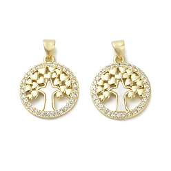 Дерево Латунные микро проложить кубического циркония подвески, с оболочкой, реальный 18 k позолоченный, дерево, 20.5x18x2 мм, отверстие : 3.4x4 мм