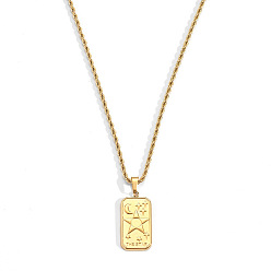 Star 304 Stainless Steel Tarot Card Pendant Necklaces, Real 18K Gold Plated, Star, 15.94 inch(40.5cm)