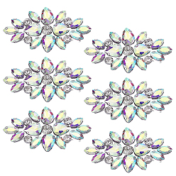 Crystal AB Glass Rhinestone Ornament Accessories, Flower, Crystal AB, 67x35x6mm