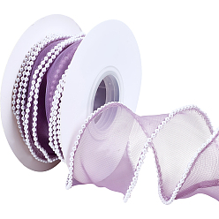 Средняя Орхидея Отделка из полиэстера, с жемчужинами пресса, средне орхидеи, 1-5/8 дюйм (40 мм), около 5.00 ярдов (4.57 м) / рулон