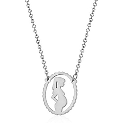 Серебро День матери 304 ожерелья из нержавеющей стали для беременных женщин, серебряные, 17.72 дюйм (45 см)