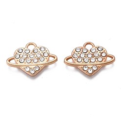 Light Gold Подвески из сплава , с кристально горный хрусталь, без кадмия, без никеля и без свинца, сердце прелести, золотой свет, 14x19x2 мм, отверстие : 2 мм