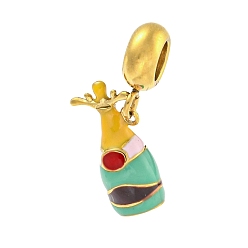 Золотой 304 европейские подвески с эмалью из нержавеющей стали, подвески в виде бутылок с большими отверстиями, золотые, 23.5 мм, отверстие : 4.5 мм, Кулон : 16x8x6.5 мм