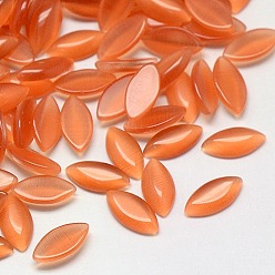 Dark Salmon Cat Eye Cabochons, Horse Eye, Dark Salmon, 15x7x2.5mm