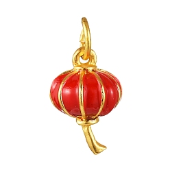 Lantern Подвески из эмалевого сплава с рождественской тематикой, с целью перехода в кольце, фонарь, 18x12x11 мм, отверстие : 5 мм