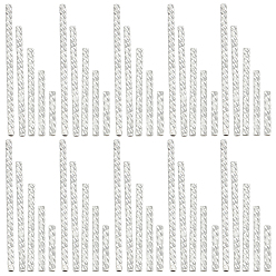 Посеребрённый 100шт 5 стиль гофрированные латунные трубчатые бусины, долговечный, 925 серебро покрытием, 10~30x1.5 мм, отверстие : 0.7 мм, 20 шт / стиль