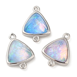Mixed Color Synthetic Opal Connector Charms, Rack Plating Brass Triangle Links, Platinum, Mixed Color, 17.5x12.5x6mm, Hole: 1.4mm