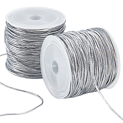 Серебро 2 рулоны полиэстерного металлического эластичного круглого шнура, серебряные, 1.5 мм, около 21.87 ярдов (20 м) / рулон