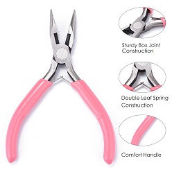 Pink 45# Carbon Steel Jewelry Pliers, Chain Nose Pliers, Wire Cutters, Polishing, Pink, 11.5x9x0.9cm