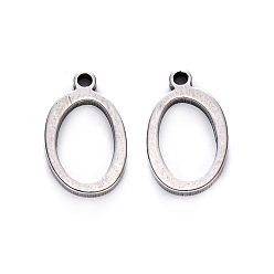 Letter O Устойчивые к потускнению 201 подвески из нержавеющей стали, лазерная резка, цвет нержавеющей стали, letter.o, 12x9x1 мм, отверстие : 1 мм