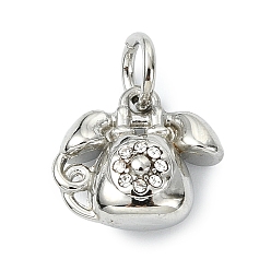 Другие 304 из нержавеющей стали горный хрусталь подвески, цвет нержавеющей стали, телефонный талисман, 11.5x12.5x5.5 мм, отверстие : 4 мм