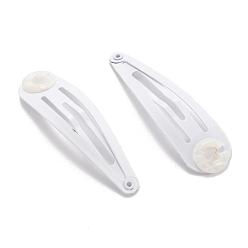 Белый Спрей окрашены железа клипы оснастки волос, с пластиковым, слеза, белые, 47x13x0.5 мм