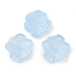 Светло-Синий Прозрачные стеклянные бусины, листьев лотоса, спекающийся лак, голубой, 20x19.5x4.5~5 мм, отверстие : 1.2 мм