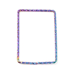Rainbow Color 304 нержавеющей стали связывающий кольца, , прямоугольные, Радуга цветов, 31.5x22x1 мм, внутренний диаметр: 29.5x19.5 мм