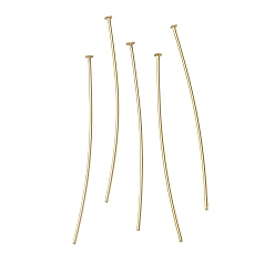 Настоящее золото 24K Латунные шпильки с плоской головкой, без свинца и без кадмия, реальный 24 k позолоченный, 40x0.6 мм, Руководитель: 1.5 mm