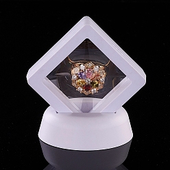 Белый Пластиковые каркасы, с прозрачной мембраной, 3 Держатель дисплея с плавающей рамкой, коробка для монет, квадратный, белые, 51x51x54 мм