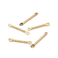 Настоящее золото 18K 304 подвески-соединители из витой нержавеющей стали, ионное покрытие (ip), реальный 18 k позолоченный, 15x2x1.2 мм, отверстие : 1.1 мм