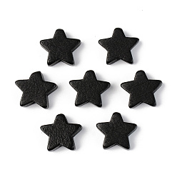 Noir Perles de bois naturel peintes, sans plomb, étoiles, noir, 14x15.5x6mm, Trou: 1.2mm